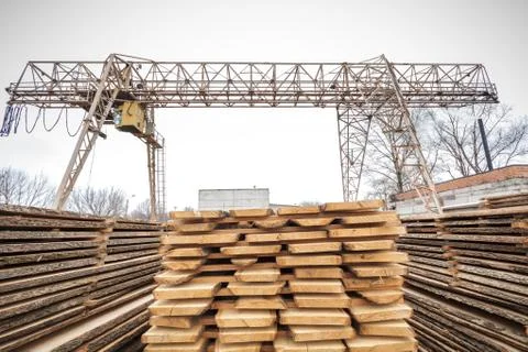 Storage timber crane Stock Photos