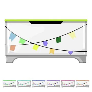 Storage toy box cartoon vector graphic Stock Illustration
