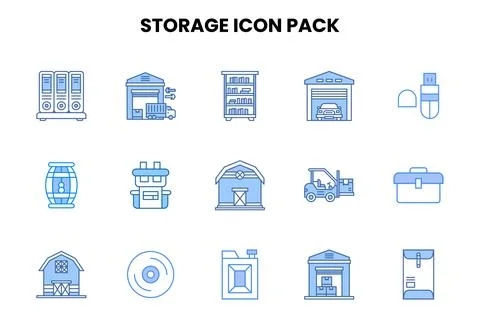 Storage Two Colour Design Icons Pack Stockillustratie