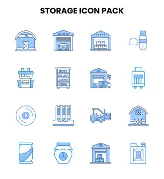 Storage Two Colour Design Icons Pack Stock Illustration