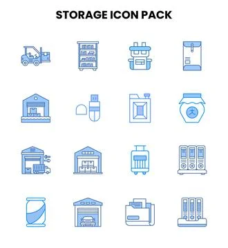 Storage Two Colour Graphics Icons Pack 스톡 일러스트