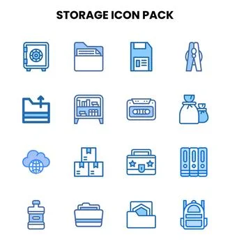 Storage Two Colour Icons Pack Stock Illustration