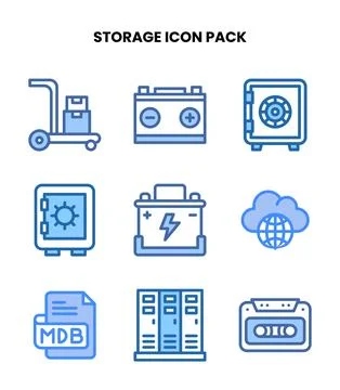 Storage Two Colour Icons Pack Stock Illustration