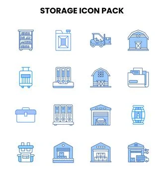 Storage Two Colour Set Icons Pack Stock Illustration