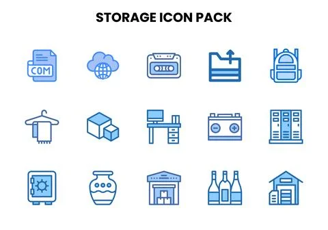 Storage Two Colour Set Icons Pack Stock Illustration