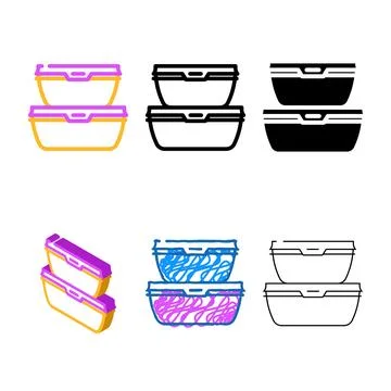 Storage types bowls kitchen cookware color icon vector Stock Illustration