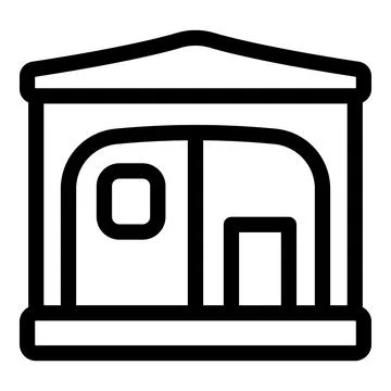 Storage unit building with door and window, outline icon Ilustración de archivo