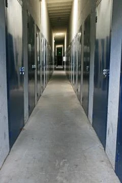Storage unit corridor Stock Photos