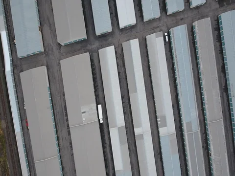 Storage Unit Facility Aerial Over Head Looking Straight Down Stock Footage 80666276