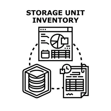 Storage unit inventory management and data analysis Stock Illustration