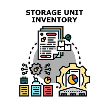Storage unit inventory management process concept Stock Illustration