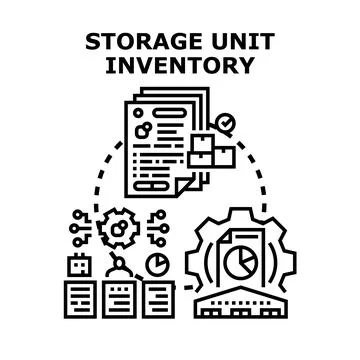 Storage unit inventory management process concept Stock Illustration