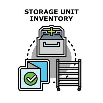 Storage unit inventory planning and organization concept Stock Illustration