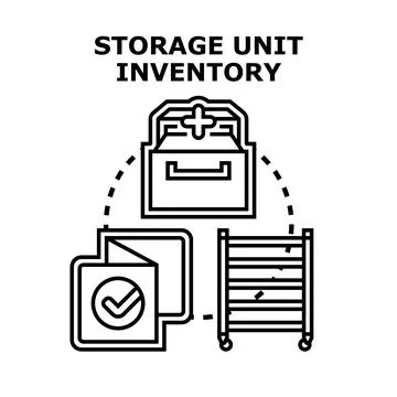 Storage unit inventory planning and organization concept Stock Illustration