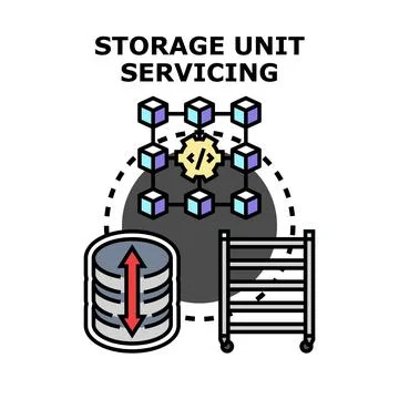 Storage unit servicing concept for data management Illustrazione stock