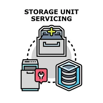 Storage unit servicing concept with data management イラスト素材