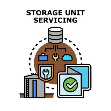 Storage unit servicing providing reliable data backup solutions Stock Illustration