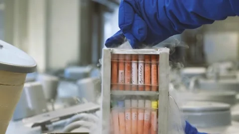 Storage of valuable biomaterial at low temperatures Stock Footage 175844283