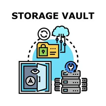 Storage vault protecting data and cloud computing information Stock Illustration