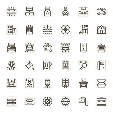 Storage Vector Graphics Pack including 36 Bold Line 64x64 Editable Icons 库存插图