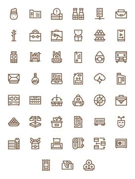 Storage Vector Icon Library with 45 Bold Line Retina Ready PIXEL Perfect De.. Stock Illustration