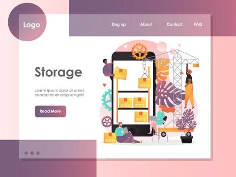 Storage vector website landing page design template Stockillustratie