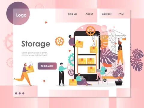 Storage vector website landing page design template イラスト素材