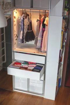 Storage in wardrobe. Foto stock