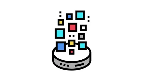 Storaging digital processing color icon animation Stock Footage 164229051