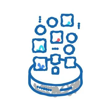 Storaging digital processing icon doodle illustration 스톡 일러스트