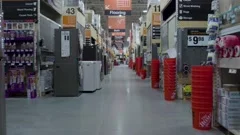 4K Home Depot store, main shopping aisle, Stock Video