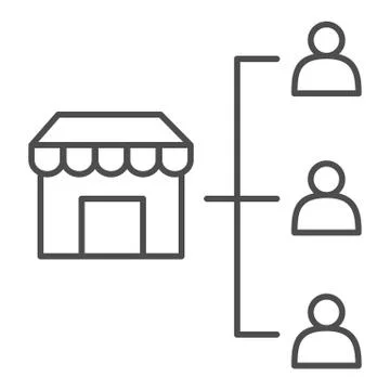 Store and consumers thin line icon, market concept, Shop and customers sign on Stock Illustration