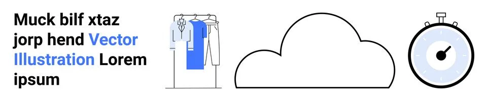 Store and time management solutions featuring cloud storage and digital timer 스톡 일러스트
