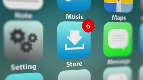 Store App Icon with Notifications on Smart Phone Screen Stock Footage 124487041