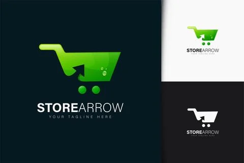 Store arrow logo design with gradient Stock Illustration