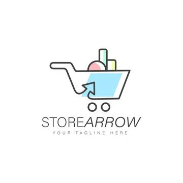 Store arrow logo design linear style Stock Illustration