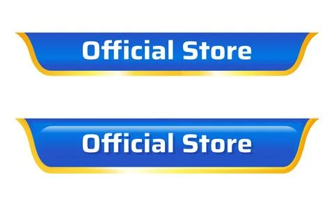 Store banner graphics with official store wording in blue and yellow framed.. Stock Illustration