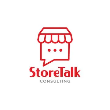 Store with bubble talk logo design vector graphic symbol icon illustration .. Illustration