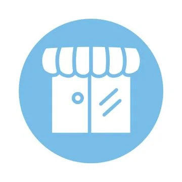 Store building facade block style icon Ilustración de archivo
