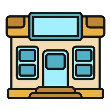 Store building facade with empty billboard area Stock Illustration