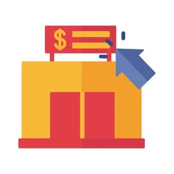 Store building facade with mouse arrow flat style Ilustración de archivo