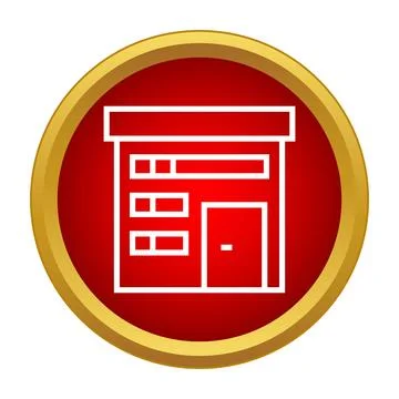 Store building facade outline icon in circle Ilustración de archivo