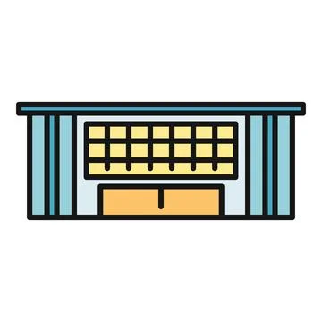 Store building flat line icon shopping mall Stock Illustration