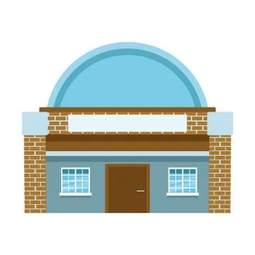 Store building icon, flat design Ilustração Stock