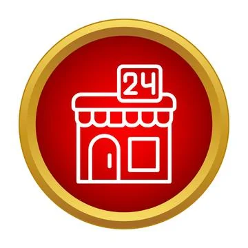 Store building icon opening 24 hours daily service Illustrazione stock