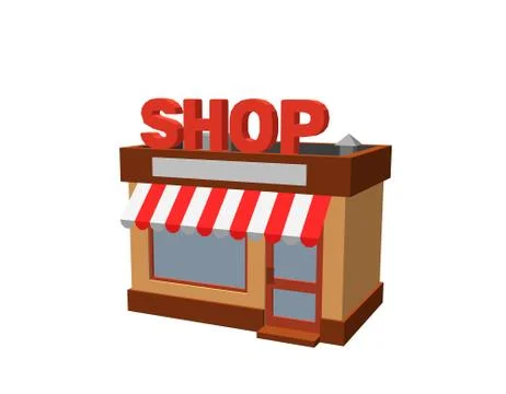 Store building. Isolated on white background. 3d Vector illustration. Stock Illustration