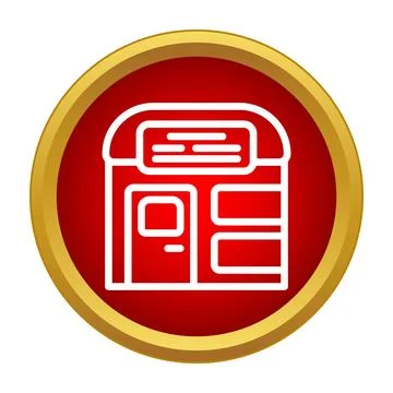 Store building line icon inside golden circle 스톡 일러스트