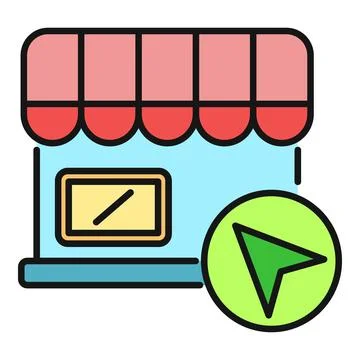 Store building with navigator cursor location icon Stock Illustration