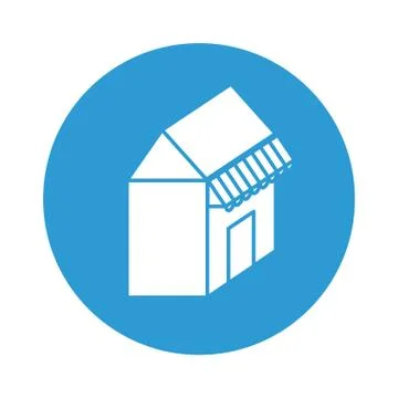 Store building with parasol block style Illustrazione stock