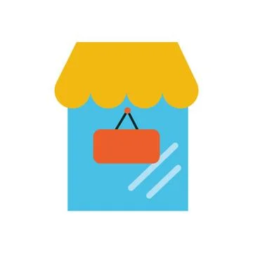 Store building with parasol icon Stock Illustration